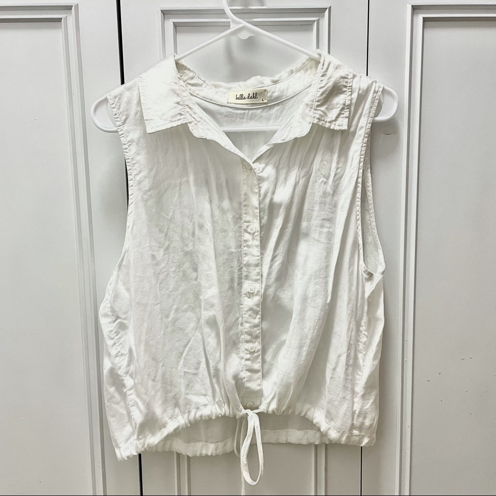 Bella Dahl White Button Down Blouse, Size Large